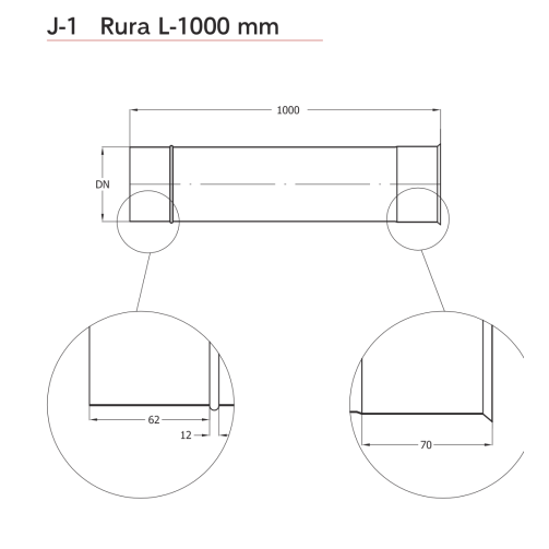 Nerezová  rúra 1m
