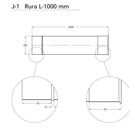 Nerezová  rúra 1m