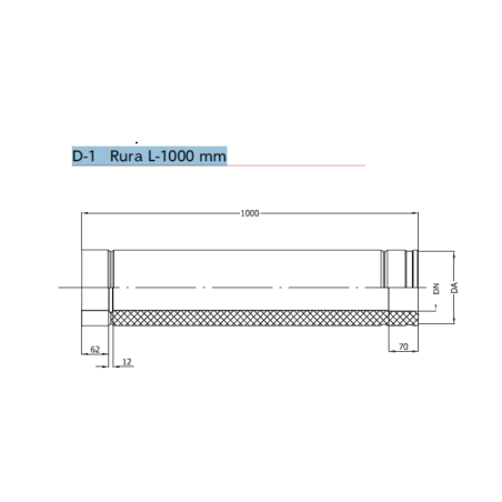 Trojvrstvová nerezová rúra 1m izolácia 50mm