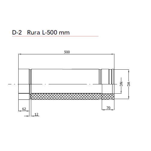Trojvrstvová nerezová rúra 0,5m izolácia 50mm