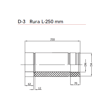 Trojvrstvová nerezová rúra 0,25 m izolácia 50mm